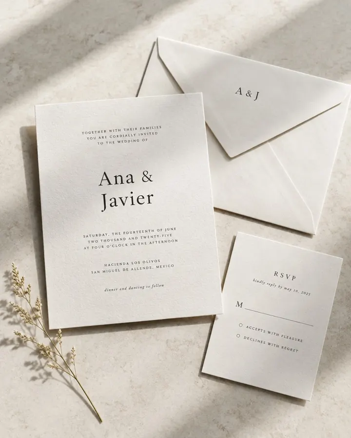 Invitación de boda Lino, estilo minimalista